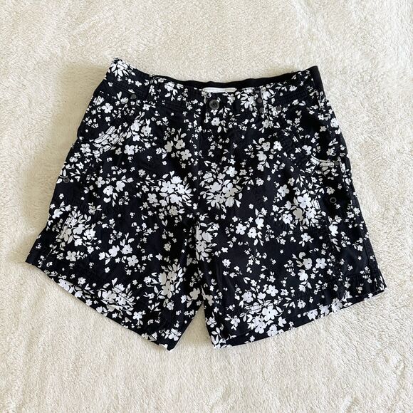 Juniper and Lime Shorts Womens Size S Black White Floral Stretch Waist Cotton - Picture 1 of 10
